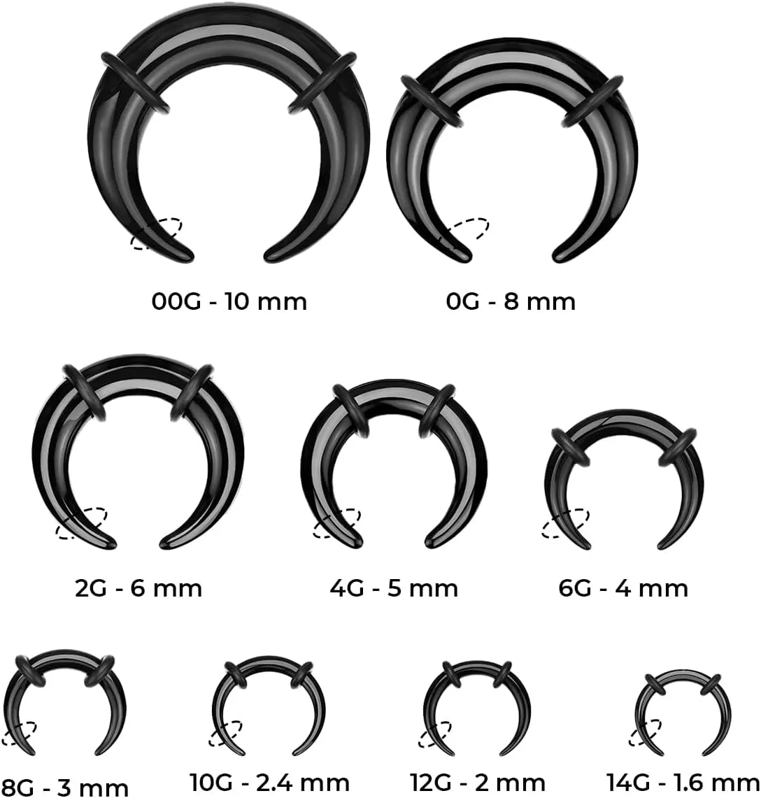 1-18PCS Acrylic Pincher Tapers Stretching Kit 00G 0G 2G 4G 6G 8G 10G 12G 14G C Shaped Buffalo Horseshoe Stretcher Expander Ear Nose Septum Stretching Kit