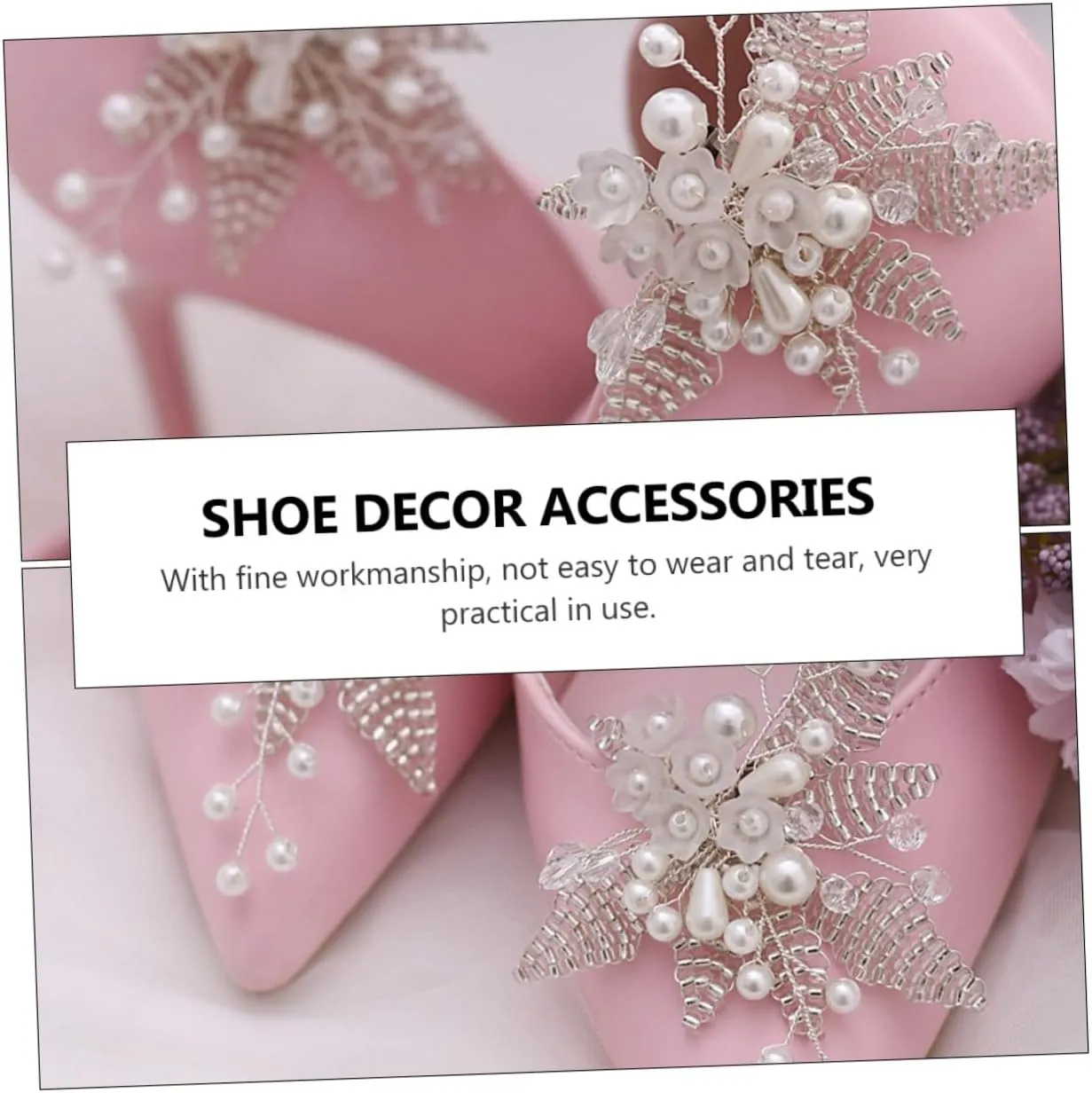 1 Pair Pearl Shoe Clips Rhinestone Crystal Bridal Shoe Buckles Decorative Flower Shoe Charms DIY Floral Shoe Decoration for Wedding Party Shoes Accessories