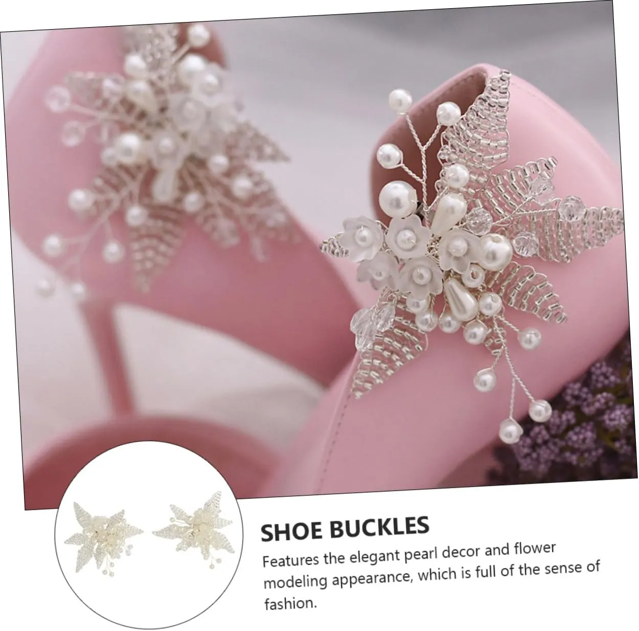 1 Pair Pearl Shoe Clips Rhinestone Crystal Bridal Shoe Buckles Decorative Flower Shoe Charms DIY Floral Shoe Decoration for Wedding Party Shoes Accessories
