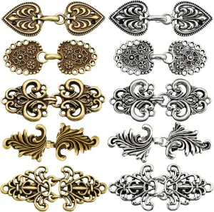 10 Pieces Vintage Sweater Clip Cape Cloak Clips Retro Cardigan Clasp Shawl Collar Clasp Dress Shirt Brooch for Women Antique Swirl Collar Alloy