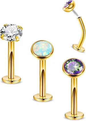 14G 3Pcs Surgical Steel Threadless Belly Button Ring for Women CZ Flatback Floating Belly Ring Petite Navel Ring Tiny Curved Barbell Push in Belly Piercing