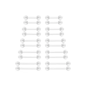 14G Clear Bioflex Flexible Acrylic Straight Bar Body Piercing Jewelry Tongue Rings Barbells Nipple Ring Retainer Piercing for Work, Pregnancy, MRI, Surgery & More, 12MM-38MM