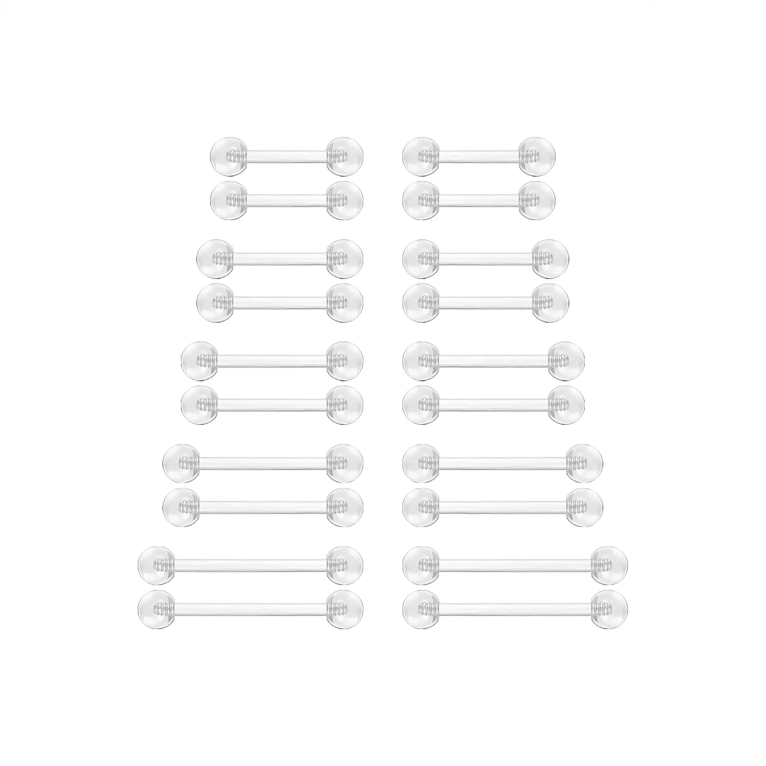 14G Clear Bioflex Flexible Acrylic Straight Bar Body Piercing Jewelry Tongue Rings Barbells Nipple Ring Retainer Piercing for Work, Pregnancy, MRI, Surgery & More, 12MM-38MM