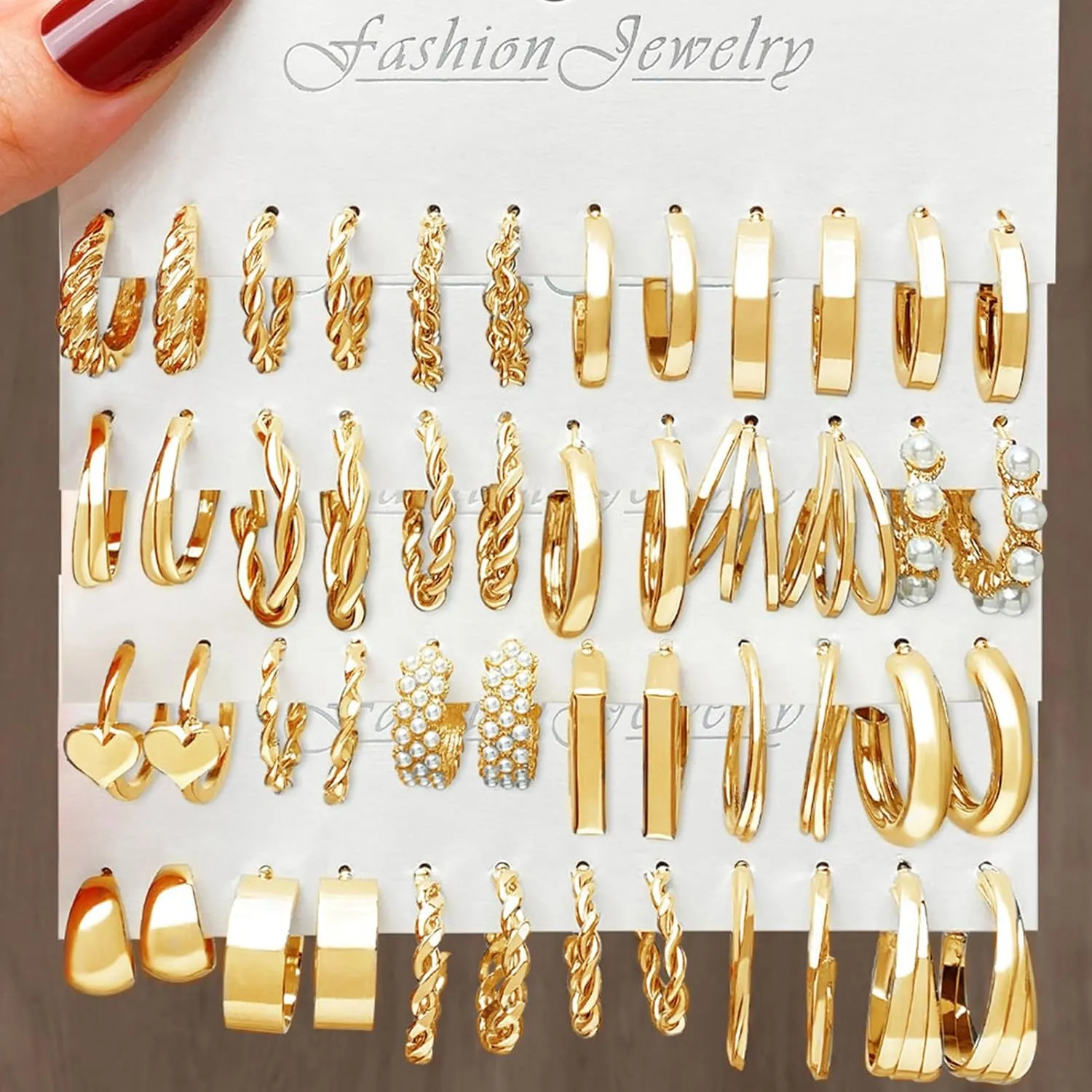 16-24 Pairs Gold Silver Black Earring Set for Women, Chunky Earring Multipack Punk Trendy Big Small Stud Hoop Earring Lightweight Twisted Pearl Ear Pack For Daily Birthday Party Gift