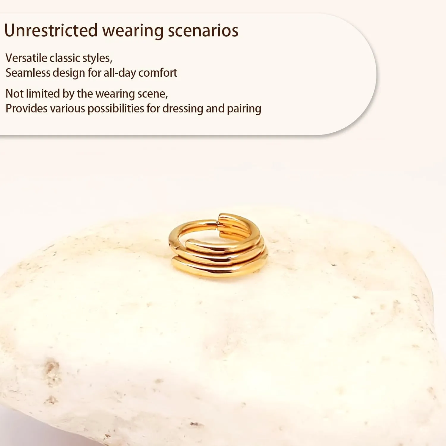 16g 18g Surgical Steel Cartilage Hoops with Chains Designs 6mm 8mm 10mm 12mm Triple Stacked Thick Hinged Nose Ring Hoop Segment Ring Clicker Septum Ring Daith Helix Conch Rook Piercing Jewelry Gold Silver