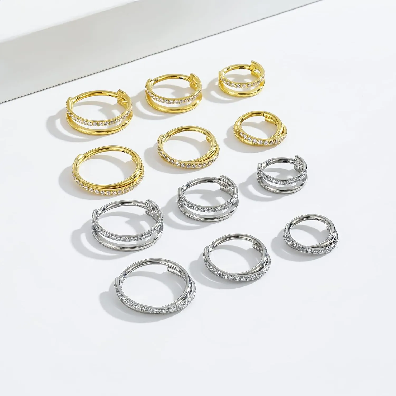 16G Titanium Cartilage Earring Hoop for Conch Helix Tragus 8mm 10mm 12mm Hypoallergenic Hinged Clicker Nose Rings Septum Piercing Jewelry for Women Men