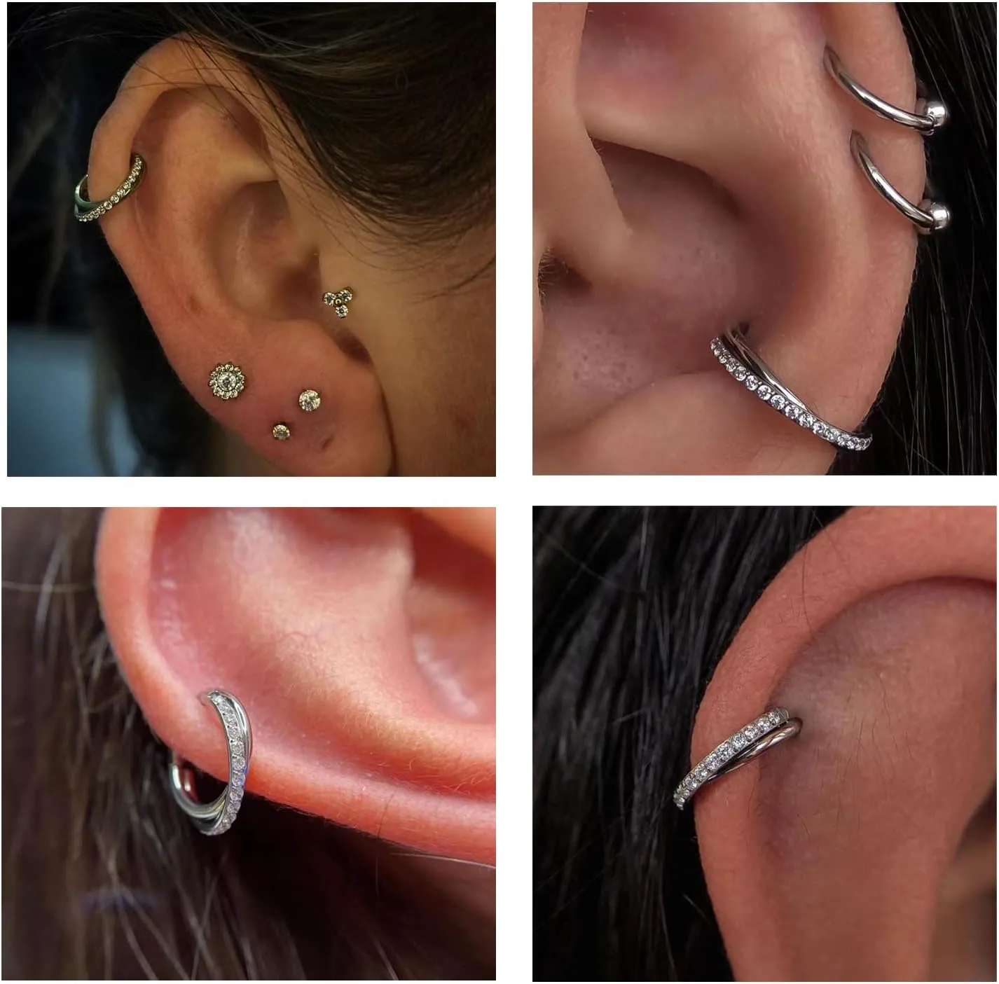 16G Titanium Cartilage Earring Hoop for Conch Helix Tragus 8mm 10mm 12mm Hypoallergenic Hinged Clicker Nose Rings Septum Piercing Jewelry for Women Men