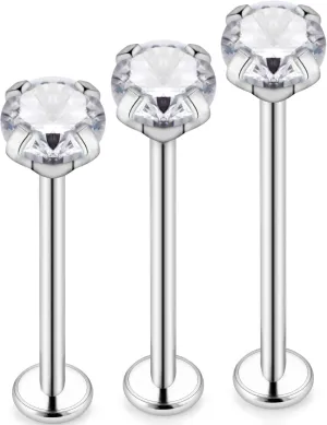 16G Titanium Cheek Dimple Piercing Jewelry Flat Back Tongue Rings Long Lip labret Rings Stud Piercing Jewelry for Women Men Bar Length 14mm 16mm 19mm