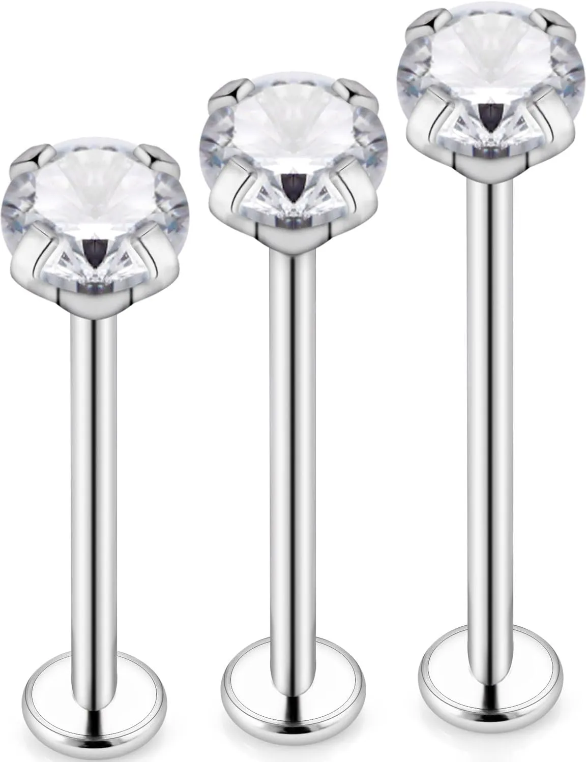 16G Titanium Cheek Dimple Piercing Jewelry Flat Back Tongue Rings Long Lip labret Rings Stud Piercing Jewelry for Women Men Bar Length 14mm 16mm 19mm
