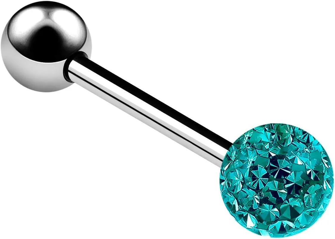 1PC Titanium G23 14 Gauge 1.6mm 5/8 16mm Crystal 6mm Ball Tongue Snake Bars Earrings Barbell Piercing Jewelry Choose Colors