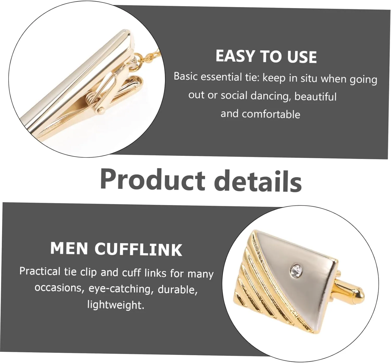 2 Sets Tie Clip Cufflinks Men Cufflink Cuff Links Neck Tie Clip Tie Bar Clip Cufflink for Men