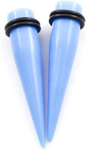 2PCS Beginner Ear Stretching Kit 7/16" 00G 0G 2G 4G 6G 8G 10G 12G 14G Light Blue Acrylic Tapers Gauges Expander Set Body Piercing Jewelry