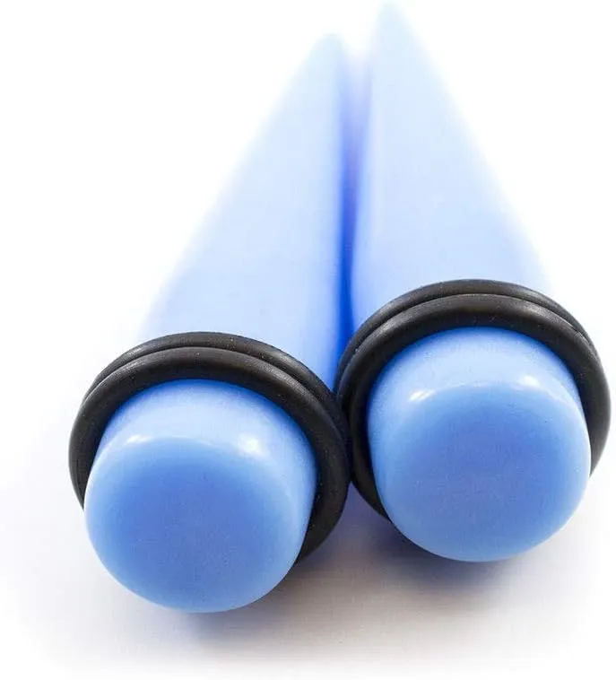 2PCS Beginner Ear Stretching Kit 7/16" 00G 0G 2G 4G 6G 8G 10G 12G 14G Light Blue Acrylic Tapers Gauges Expander Set Body Piercing Jewelry