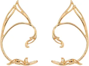 2Pcs Gothic Elf Ear Cuffs Goth Elf Fairy Earrings Non-Pierced Fake Earrings Costume Cosplay Accessories for Teen Womens Girls