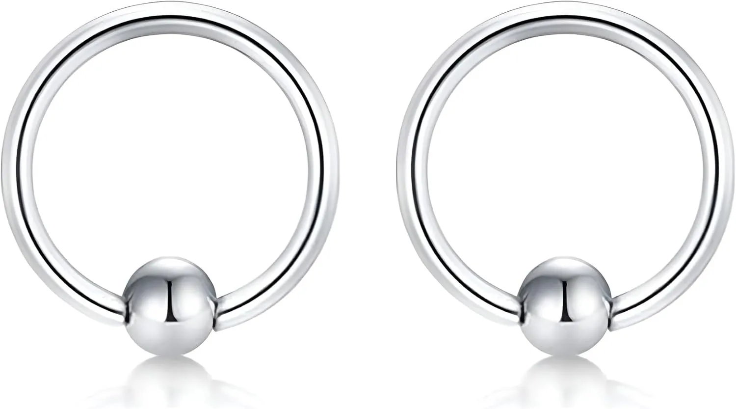 2PCS Silvery 1.2mm(16G) Titanium Steel Surgical Steel Septum Stainless Steel Hollow Spring Nose Rings Lip Ring Ear Clip Cartilage Earring Cuffs Non Pierced Jewelry for Women 8mm