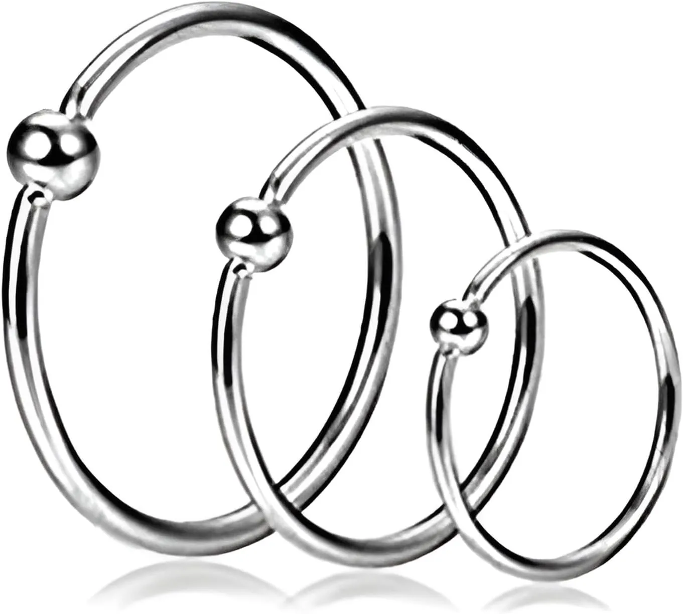 2PCS Silvery 1.2mm(16G) Titanium Steel Surgical Steel Septum Stainless Steel Hollow Spring Nose Rings Lip Ring Ear Clip Cartilage Earring Cuffs Non Pierced Jewelry for Women 8mm
