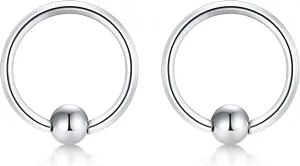2PCS Silvery 1.2mm(16G) Titanium Steel Surgical Steel Septum Stainless Steel Hollow Spring Nose Rings Lip Ring Ear Clip Cartilage Earring Cuffs Non Pierced Jewelry for Women 8mm