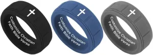 3 Pack Personalized Jesus Cross Silicone Rings Christian Jewelry Bible Verse Rings Unisex Religious Gifts Custom 8mm Faith Inspirational Religious Rings,Size 8-13