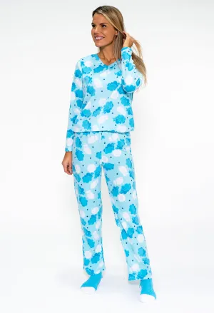 3 piece microfleece sheep print pyjama set with plush socks