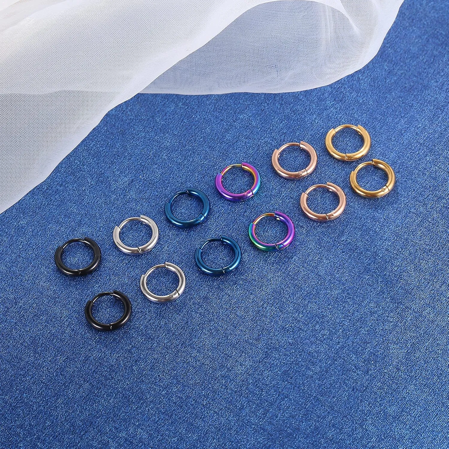 316L Surgical Stainless Steel Small Hoop Earrings 8mm 10mm 12mm 14mm Hypoallergenic Huggie Hoop Earrings Helix Lobes Hinged Sleeper Earrings Cartilage Piercings