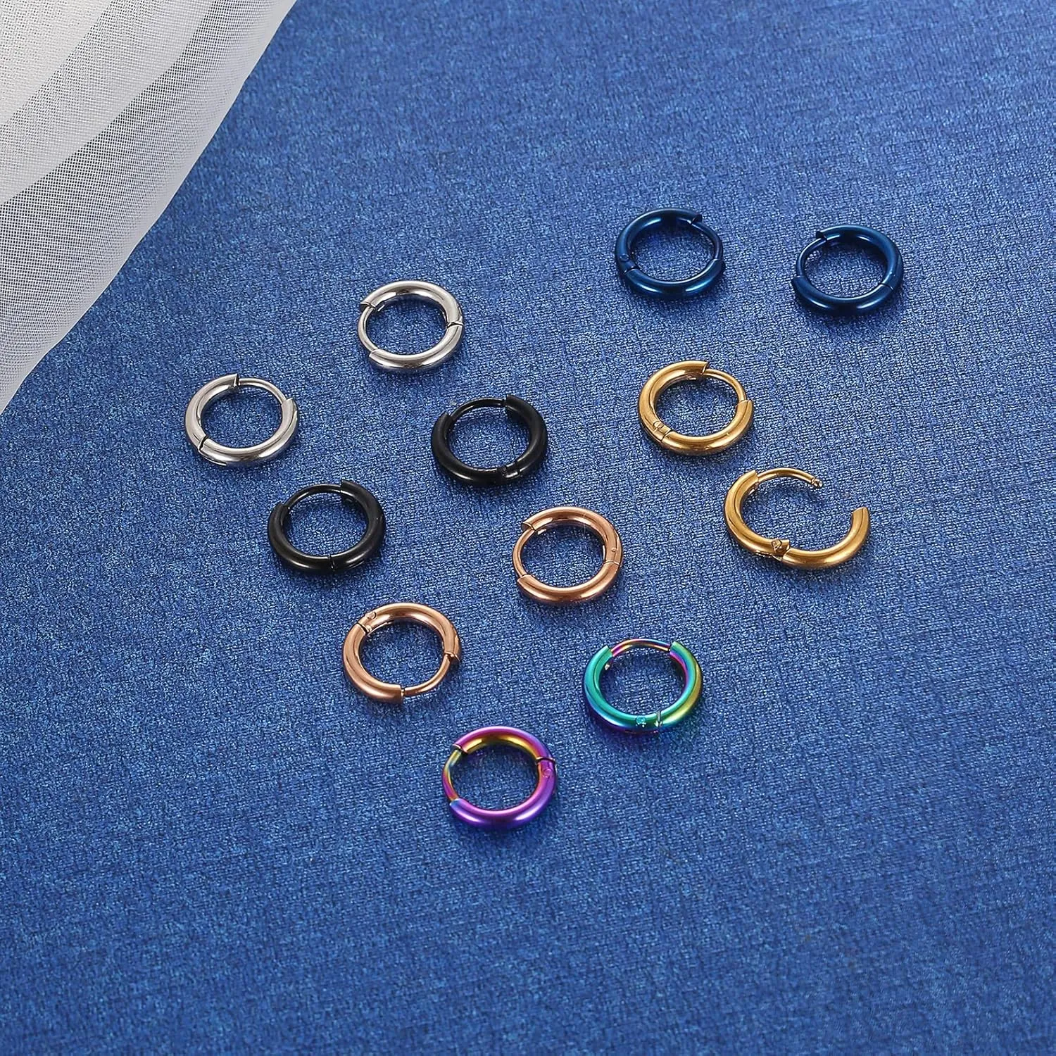 316L Surgical Stainless Steel Small Hoop Earrings 8mm 10mm 12mm 14mm Hypoallergenic Huggie Hoop Earrings Helix Lobes Hinged Sleeper Earrings Cartilage Piercings