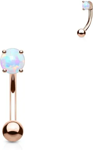 3mm Opal Prong Set Top 316L Surgical Steel WildKlass Eyebrow Rings/Petite Belly Rings