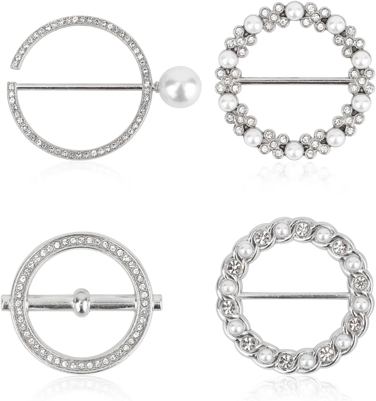 4pcs Scarf Ring Clips, Metal T Shirt Tie Ring Clip Waist Cinch Clip Clothes Corner Knotted Button Pins for Clothing Dress Sarong T Shirt Cardigan Shawl Belts