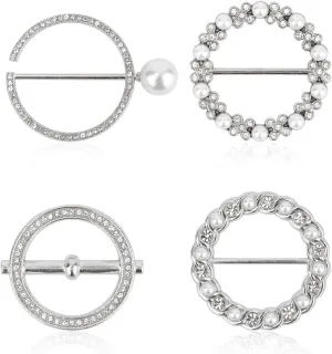 4pcs Scarf Ring Clips, Metal T Shirt Tie Ring Clip Waist Cinch Clip Clothes Corner Knotted Button Pins for Clothing Dress Sarong T Shirt Cardigan Shawl Belts