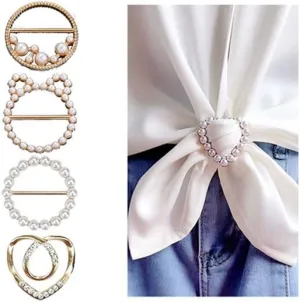 4PCS Shirt Clips for Women Scarf Ring Clip Shirt Clip T-shirt Ties Clips Clothes Corner Knotted Button for Women
