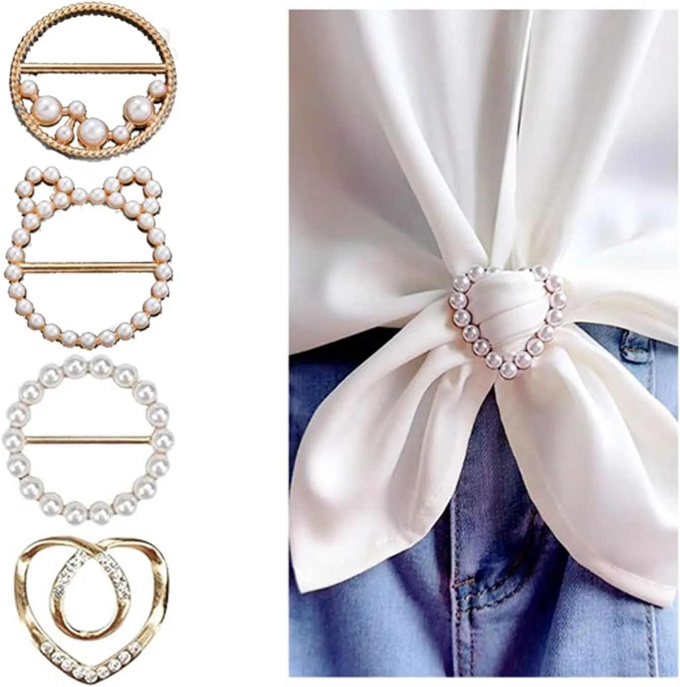 4PCS Shirt Clips for Women Scarf Ring Clip Shirt Clip T-shirt Ties Clips Clothes Corner Knotted Button for Women