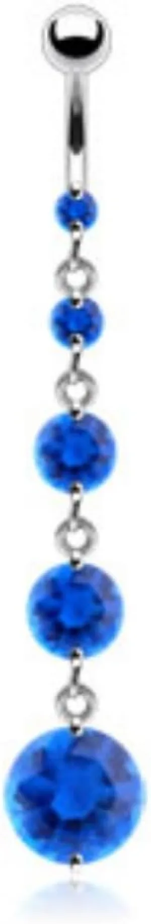 5 Round Solitare CZ Vertical Drop 316L Surgical Steel Belly WildKlass Rings (Sold by Piece)