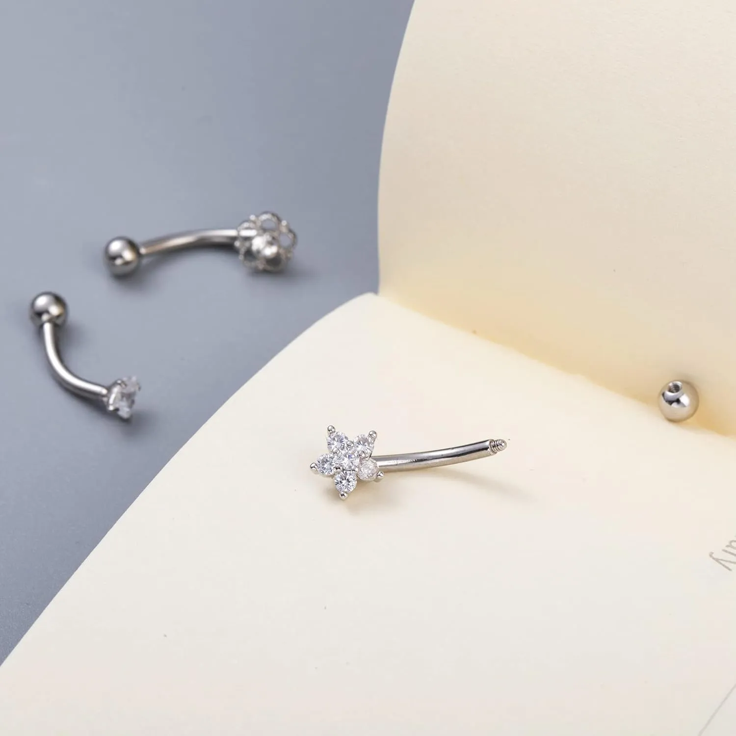 5PCS 14G 316L Stainless Steel Petite Belly Button Rings for Women Dainty Navel Rings Tiny Belly Rings Body Piercing Set