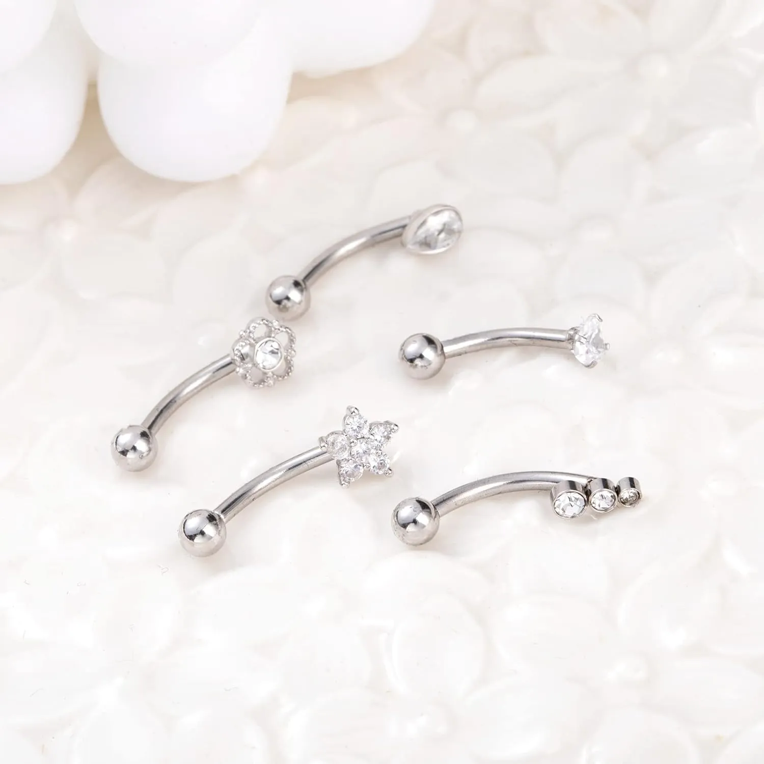 5PCS 14G 316L Stainless Steel Petite Belly Button Rings for Women Dainty Navel Rings Tiny Belly Rings Body Piercing Set