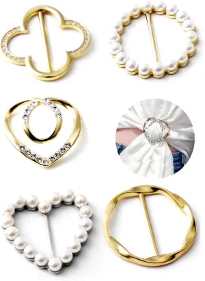 5pcs Scarf Ring Clip,Heart Pin-T-shirt Ties Clips,Clothes Corner Knotted Button Women Fashion Metal Shirt Clip Buckle