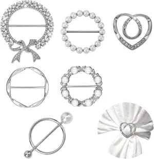 6 Pack Scarf Ring, Shirt Ties Clips for Women T Shirt Tie or Rings Clips Fashion Metal Round Circle Clip Buckle Clothing Ring Wrap Holder for the Side Waist Tightener Clip