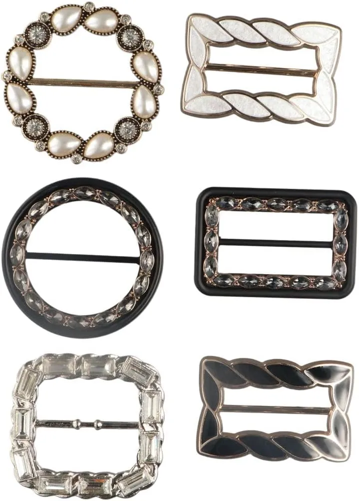 6 Pcs Silk Scarf Ring Clip T-shirt Tie Clips for Women Metal Ring Twist Knot Clip Buckle Circle Ring for Shirts Clothing Scarf Wrap Clips