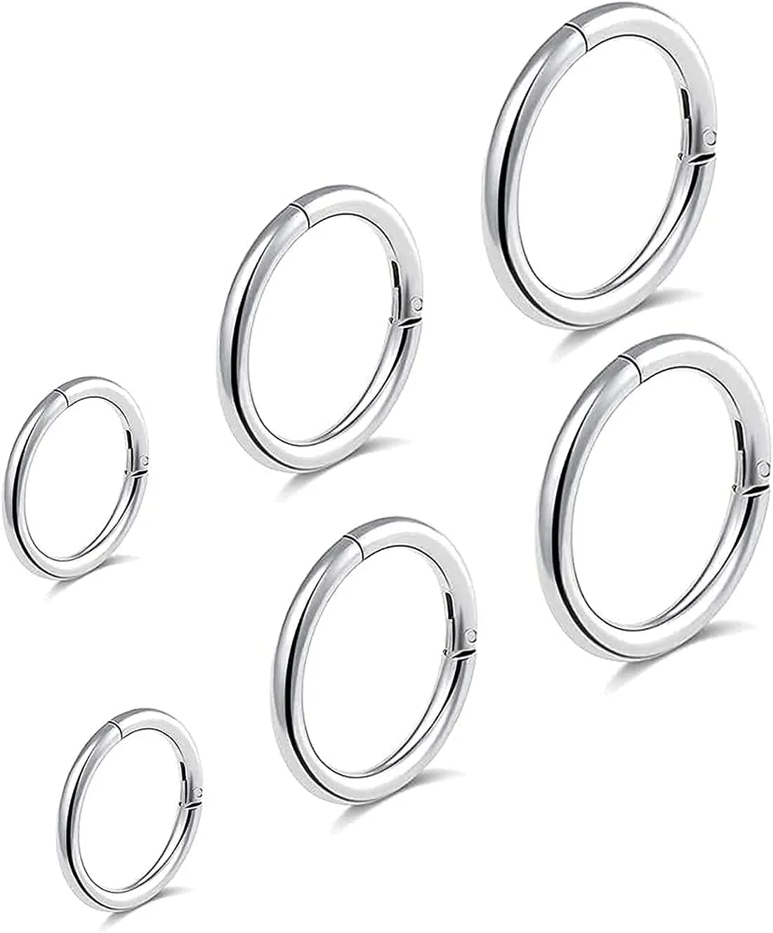 6pcs G23 Titanium Septum Rings 16G Diameter 6mm/8mm/10mm Hinged Nose Ring Hoops for Women Men Girls Cartilage Hoop Earrings Body Piercing Rings Black/Silver/Gold/Rose Gold Lip Rings