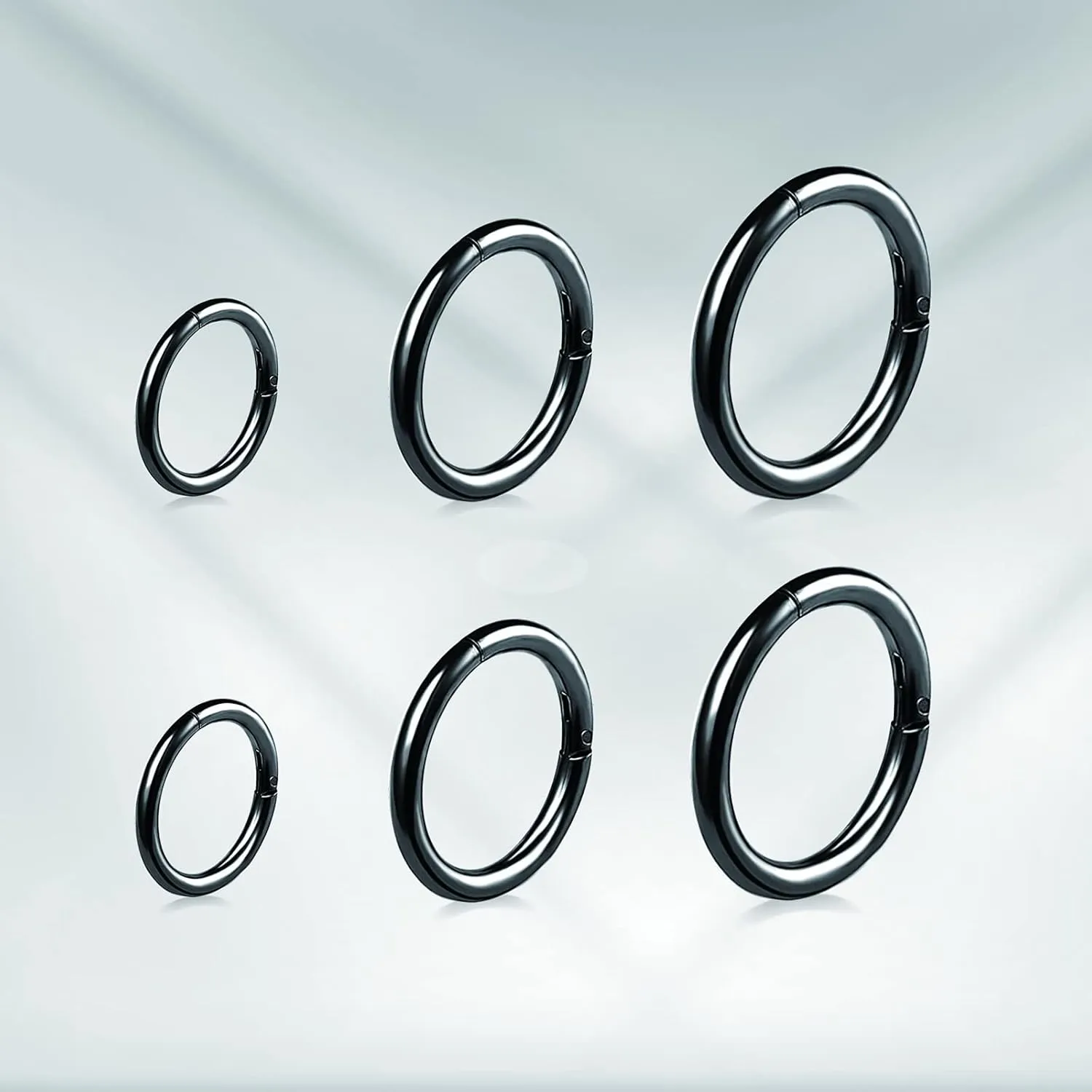 6pcs G23 Titanium Septum Rings 16G Diameter 6mm/8mm/10mm Hinged Nose Ring Hoops for Women Men Girls Cartilage Hoop Earrings Body Piercing Rings Black/Silver/Gold/Rose Gold Lip Rings