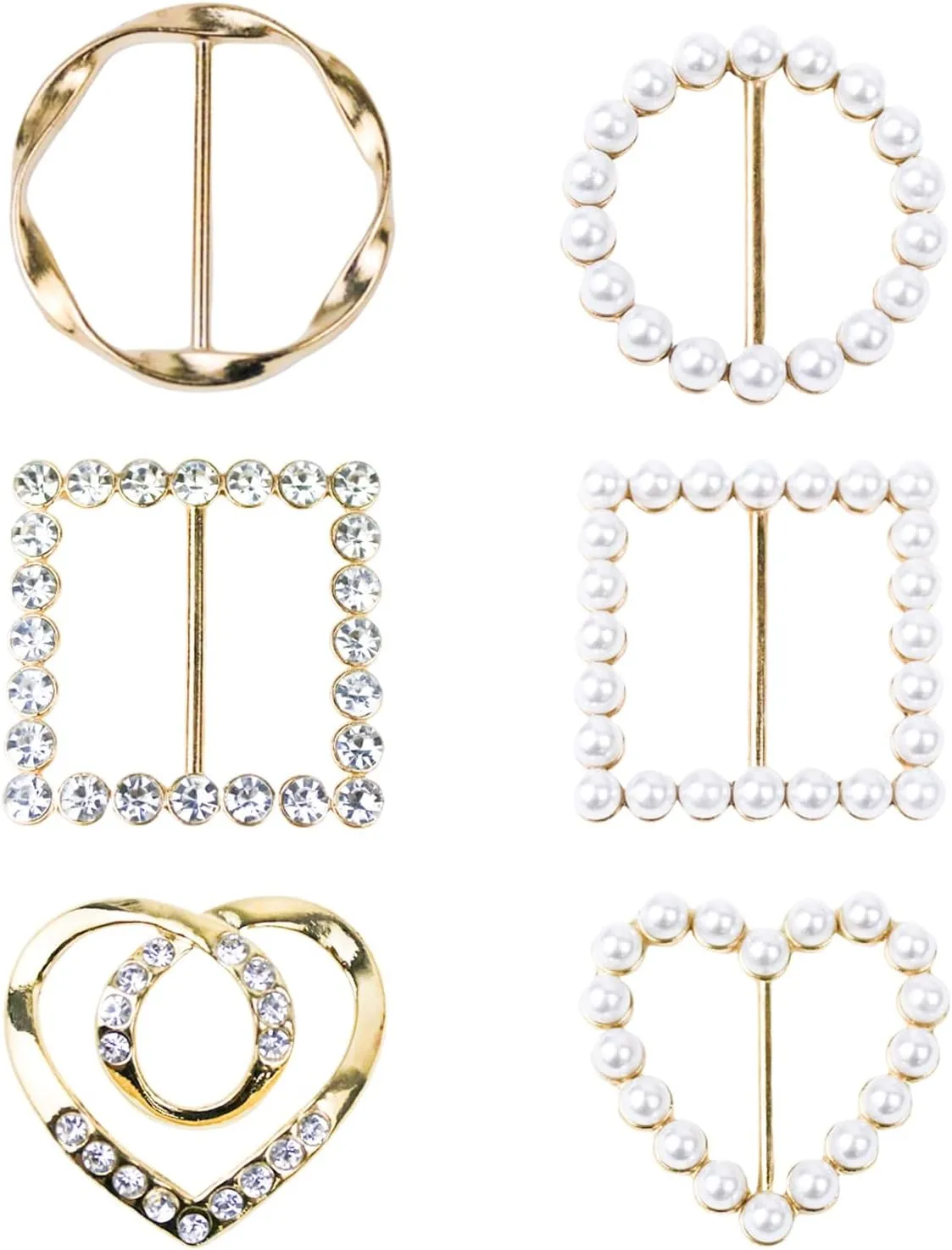 6PCS Scarf Ring Clip T-shirt Tie Clips Silk Scarf Ring for Women Clothing Shirt Waist Cincher Clips Metal Round Circle Clip Belt Buckle
