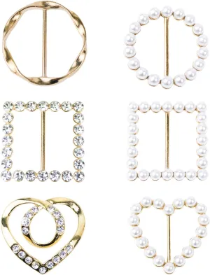 6PCS Scarf Ring Clip T-shirt Tie Clips Silk Scarf Ring for Women Clothing Shirt Waist Cincher Clips Metal Round Circle Clip Belt Buckle