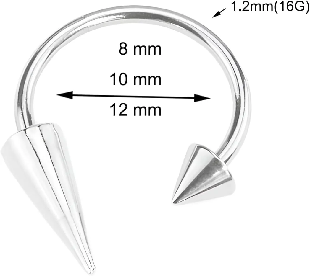 6PCS Silvery Colour Rose Gold 1.2mm(16G) Titanium Steel Surgical Steel Septum Piercing Stainless Steel Horseshoe Septum Nose Rings C-shaped Nose Lip Piercing Septum Jewelry for Women Men 8mm