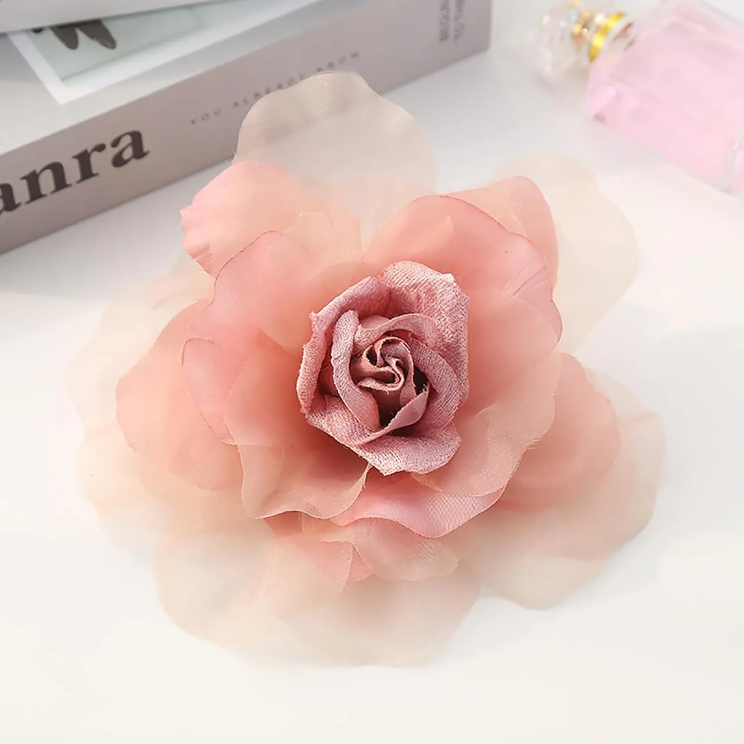 8 in Rose Fabric Flower Brooch Pin,Oversized Flower Corsage Brooch, for Women and Men, Weddings,Parties and Dresses