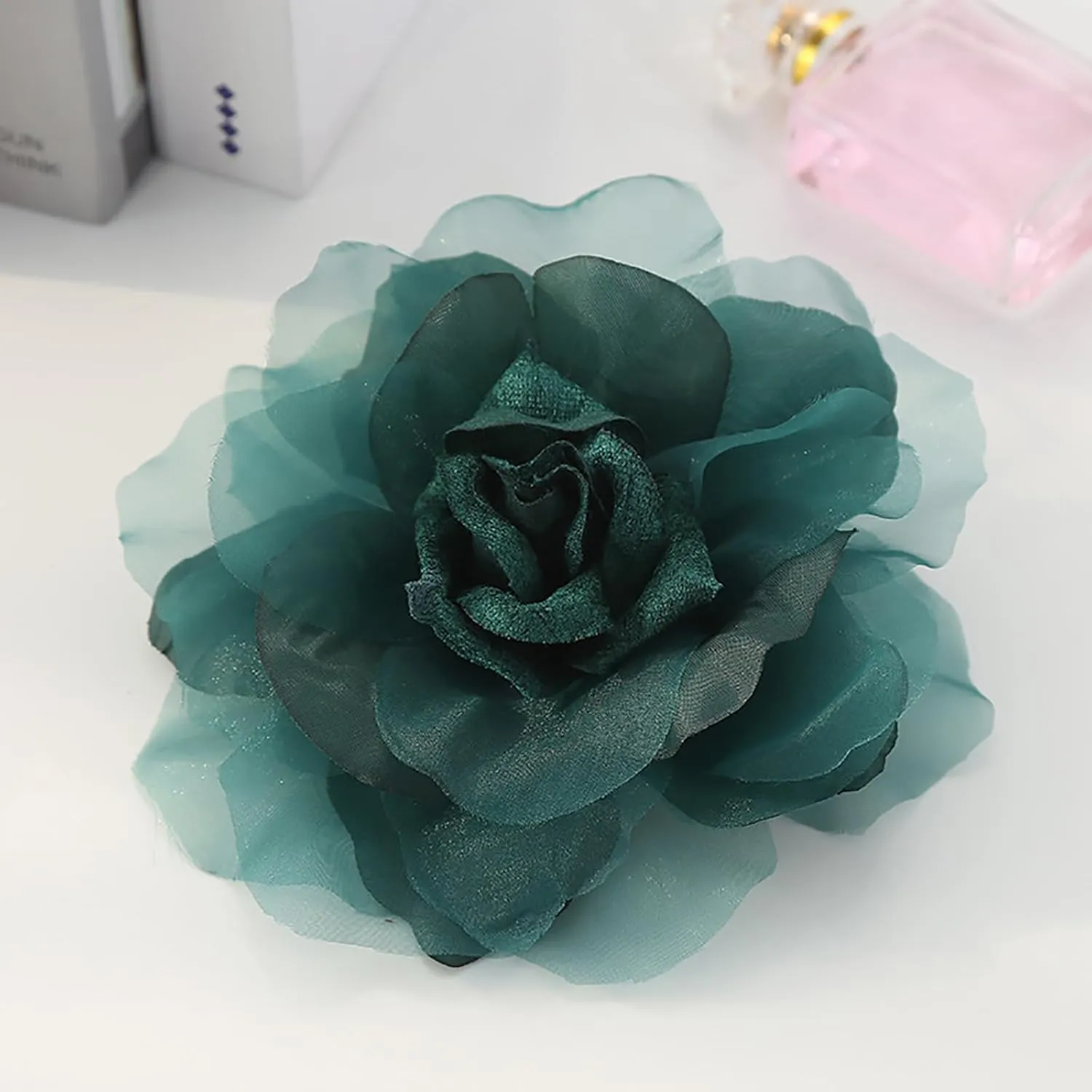 8 in Rose Fabric Flower Brooch Pin,Oversized Flower Corsage Brooch, for Women and Men, Weddings,Parties and Dresses