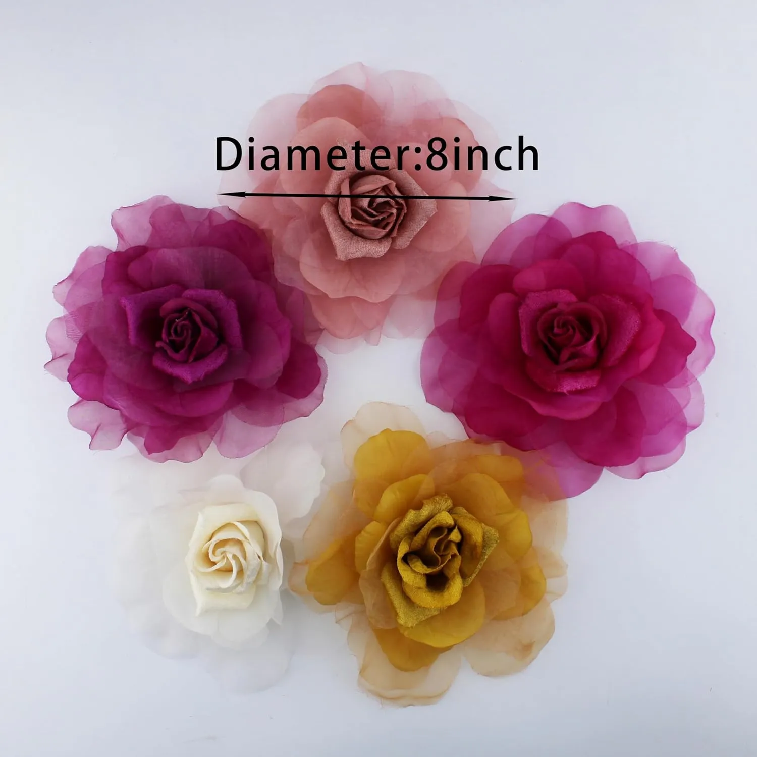 8 in Rose Fabric Flower Brooch Pin,Oversized Flower Corsage Brooch, for Women and Men, Weddings,Parties and Dresses
