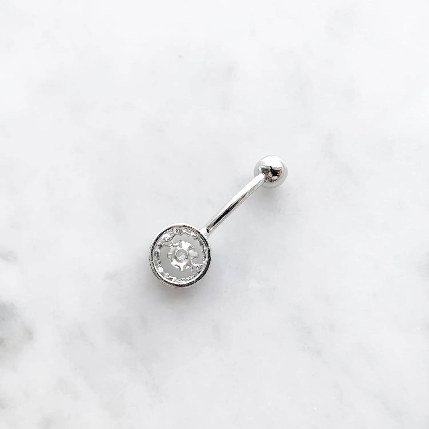 925 Sterling Silver 14G Belly Button Rings Clear CZ Navel Rings Body Piercing Jewelry