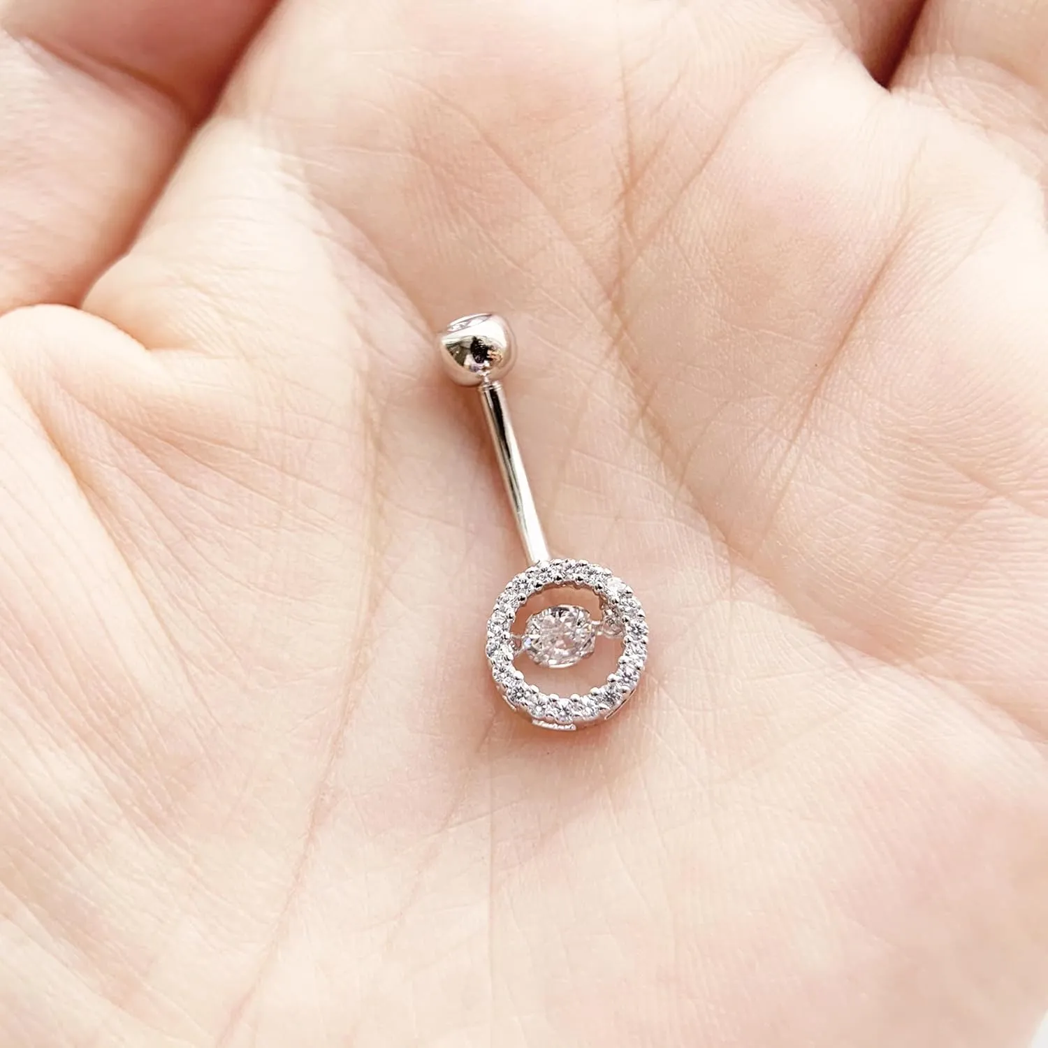 925 Sterling Silver 14G Belly Button Rings Clear CZ Navel Rings Body Piercing Jewelry