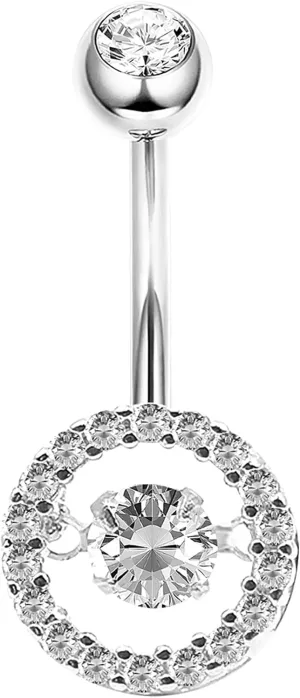 925 Sterling Silver 14G Belly Button Rings Clear CZ Navel Rings Body Piercing Jewelry