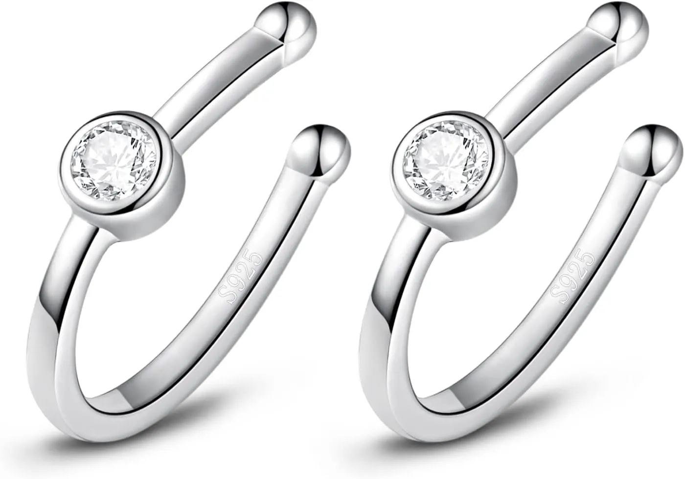 925 Sterling Silver Ear Cuff Earrings Minimalist Cubic Zirconia Non Piercing Cartilage Earring for Teens Women's Ear Cuffs & Wraps