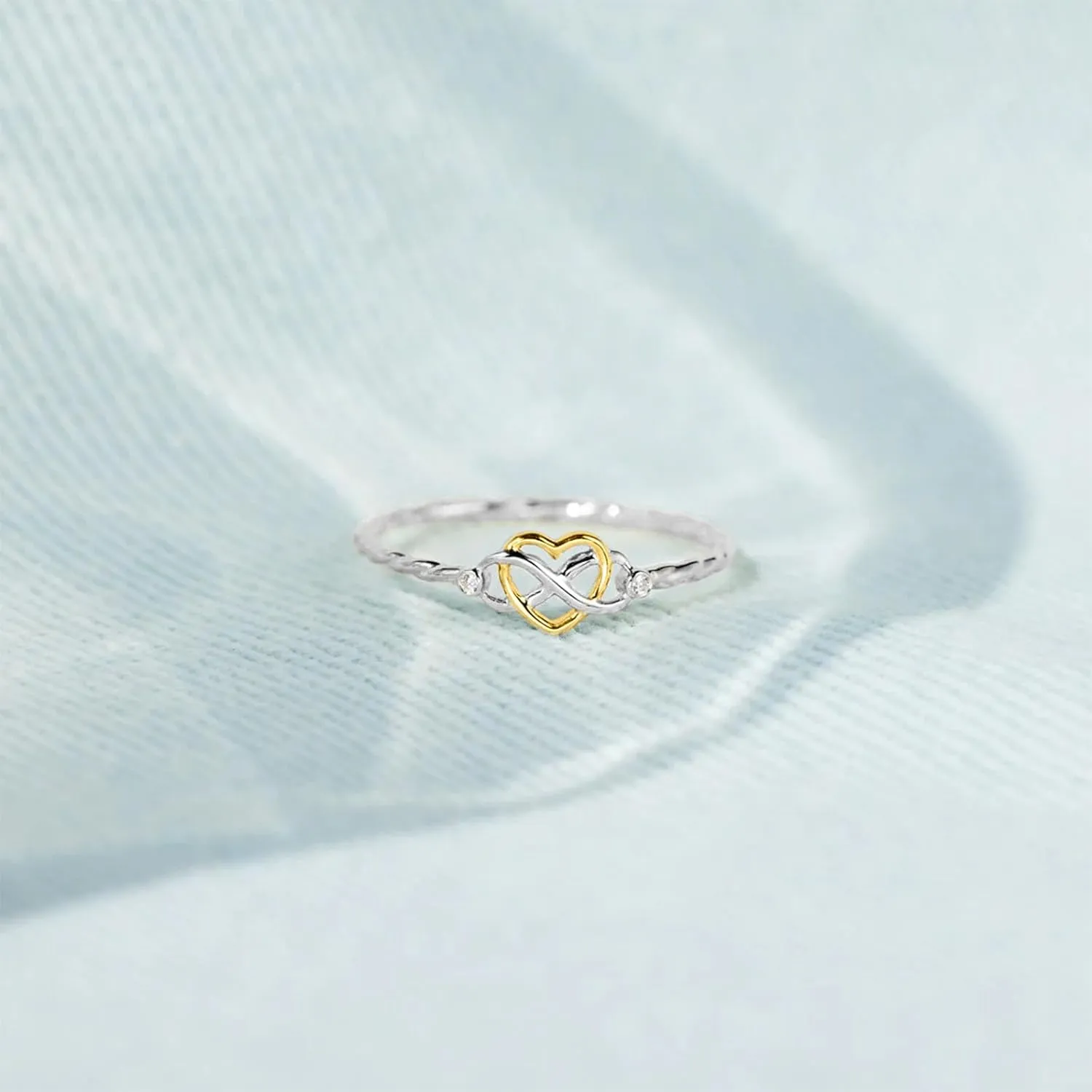 925 Sterling Silver Heart Infinity Knot Rings for Women Mother Daughter Friendship Ring 14K Gold Plated CZ Promise Rings for Her Jewelry Birthday Graduation Gifts