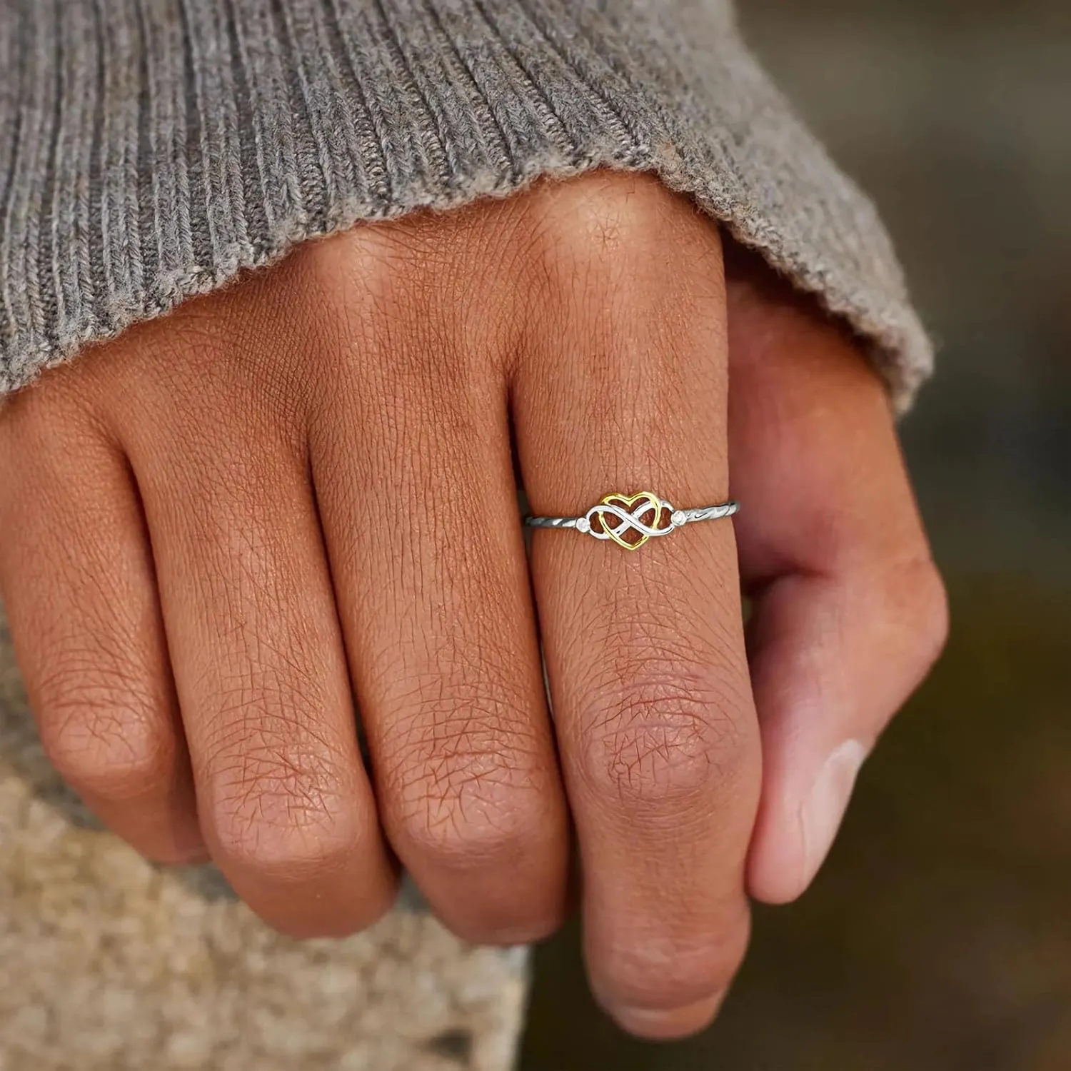 925 Sterling Silver Heart Infinity Knot Rings for Women Mother Daughter Friendship Ring 14K Gold Plated CZ Promise Rings for Her Jewelry Birthday Graduation Gifts